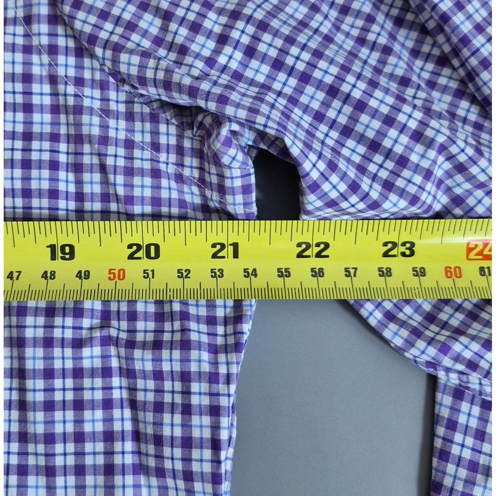 Polo Ralph Lauren Mens Cotton Stretch Dress Shirt Small Purple White Blue Check